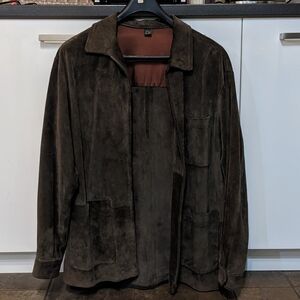 Vintage Danier Suede Collared Jacket Y2K Full Zip Size M Green